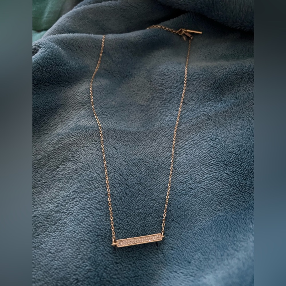 Kenneth Cole gold tone zirconia pave bar necklace